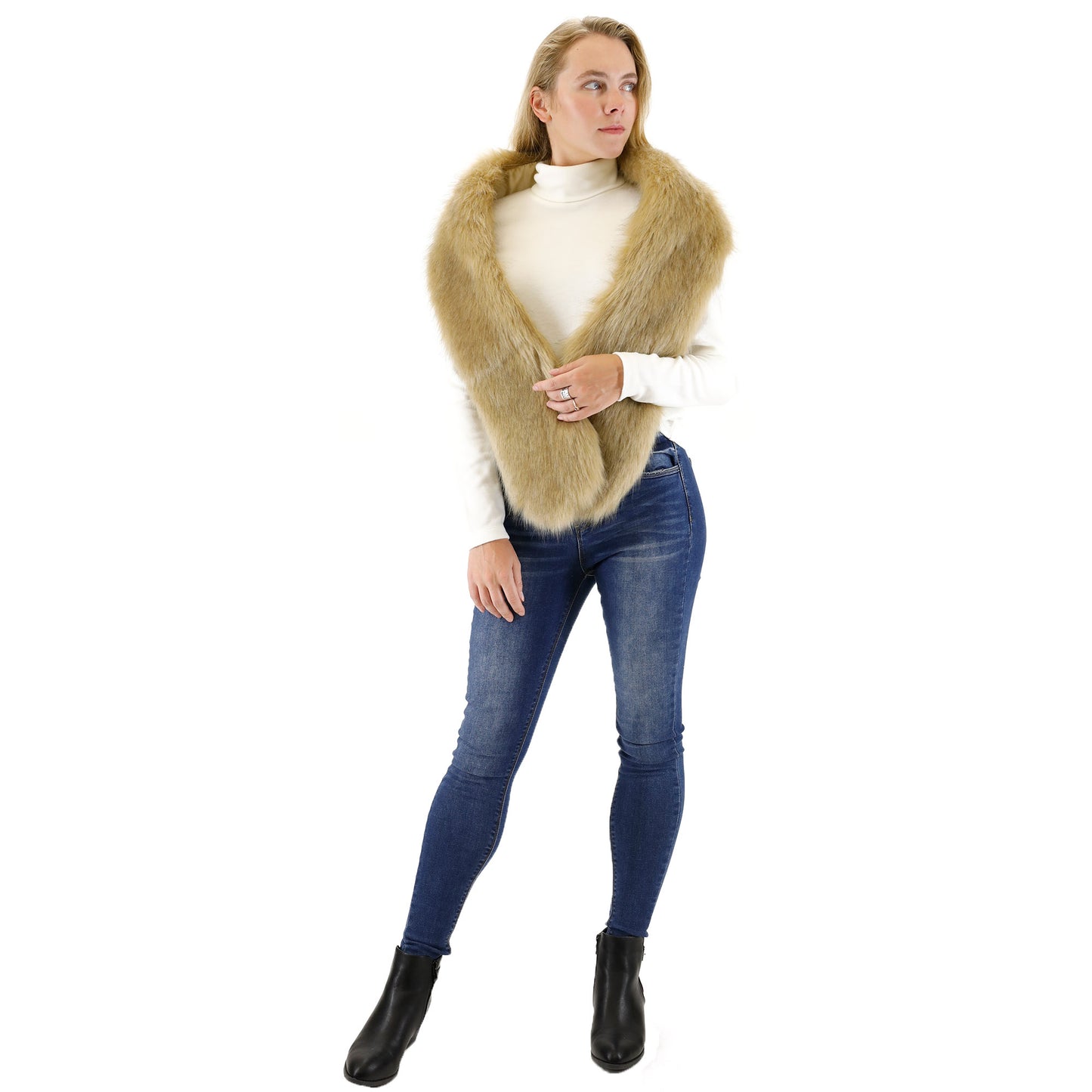 FAUX FUR SHAWL NARROW P7240 (3PC)