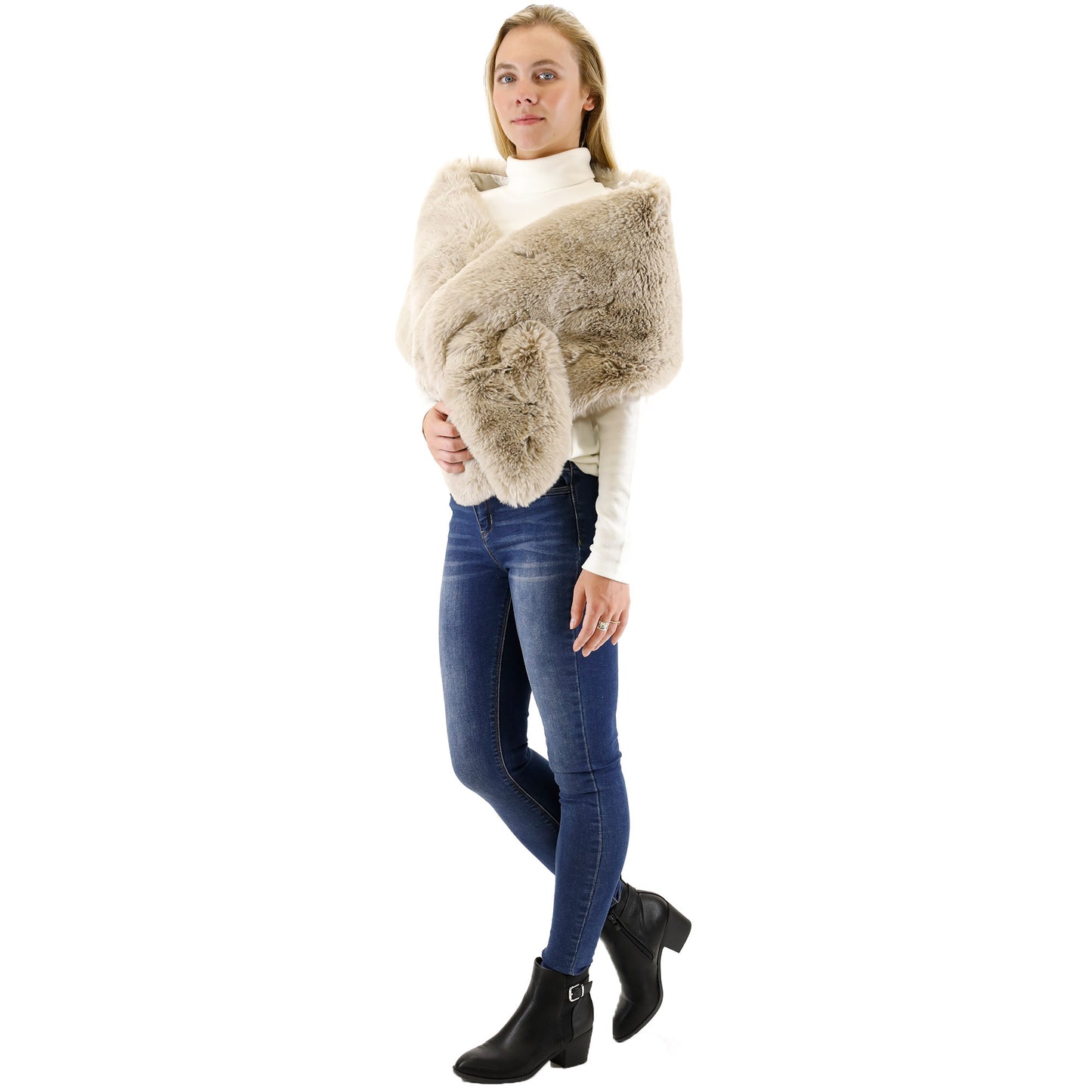 MINK FUR SHAWL WIDE P3735 (3PC)