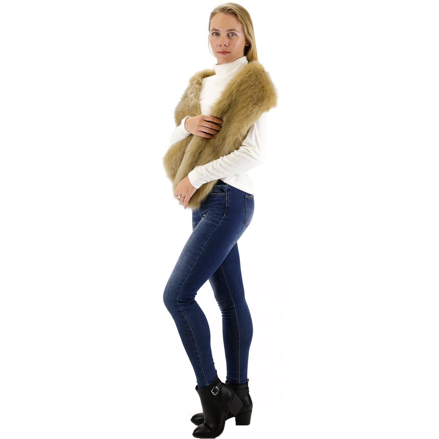 FAUX FUR SHAWL NARROW P7240 (3PC)