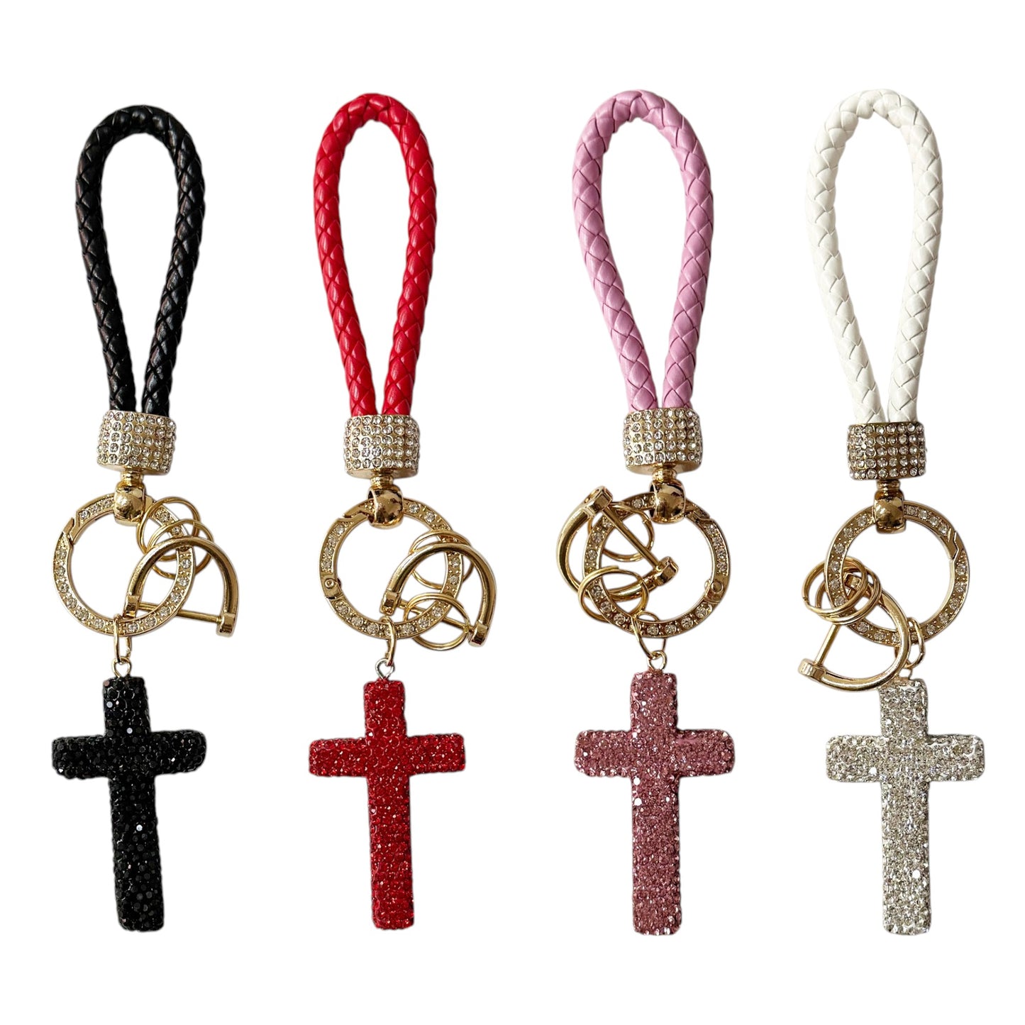 Rhinestone Cross With Strap Key Chain KC011 (12PC)