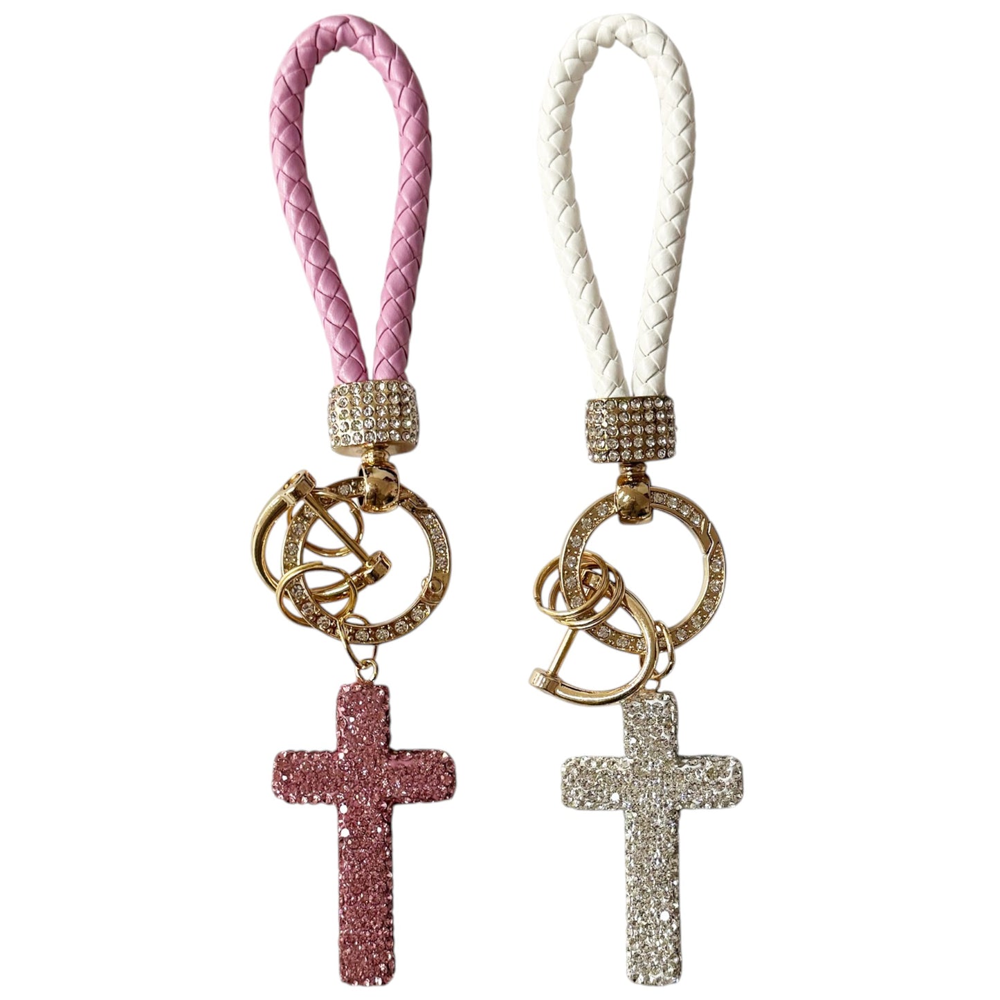 Rhinestone Cross With Strap Key Chain KC011 (12PC)