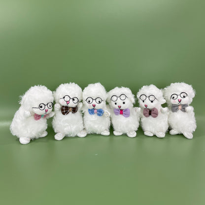 Rhinestone Bow Tie Glasses Sheep Plush Key Chain KC0428-2 (12PC)
