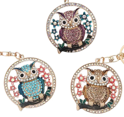 Rhinestone Owl Key Chain  KC1113-22 (12PC)