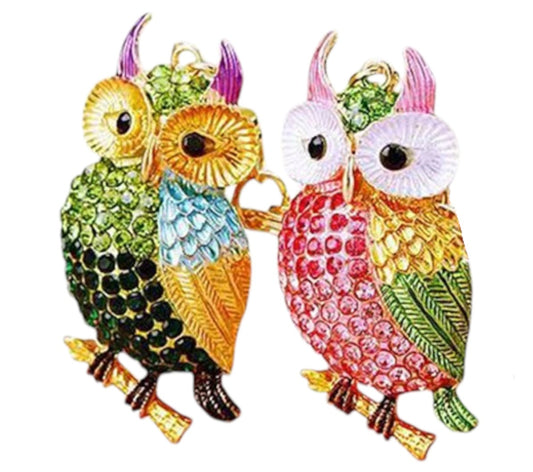 RHINESTONE OWL KEY CHAIN KC1211-5 (12PC)
