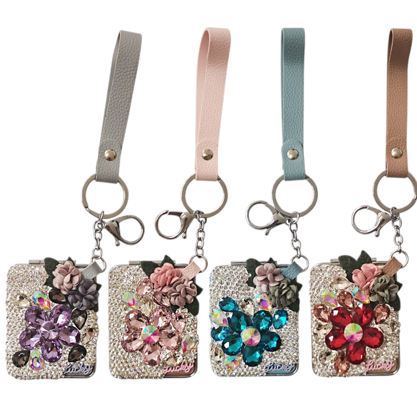CRYSTAL DECOR MIRROR KEY CHAIN KC2505-75 (12PC)