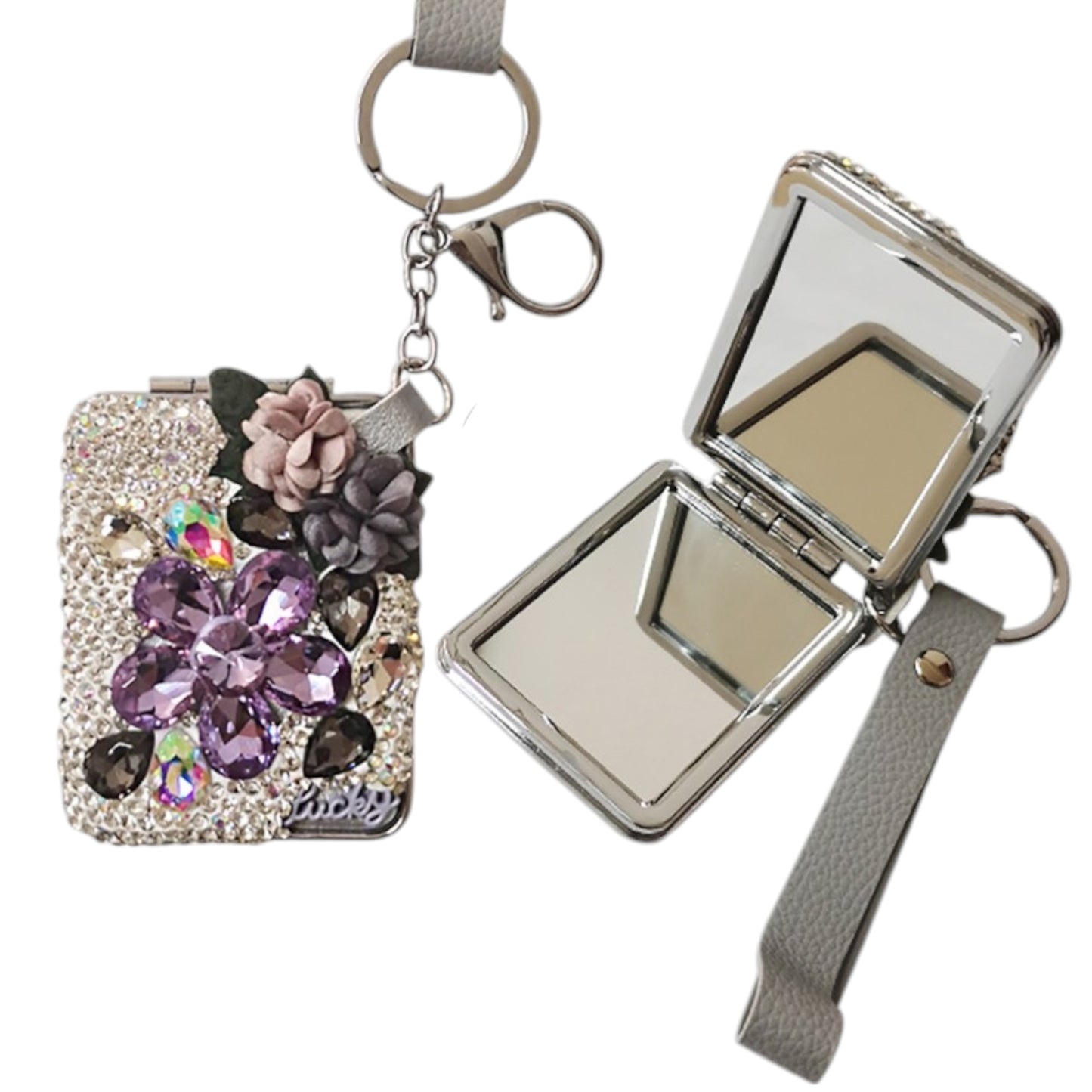 CRYSTAL DECOR MIRROR KEY CHAIN KC2505-75 (12PC)