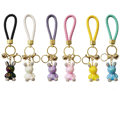 RHINESTONE RABBIT KEY CHAIN KC3209-128 (12PC)