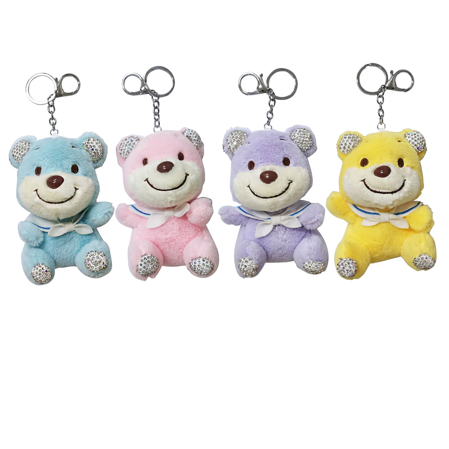 RHINESTONE BANDANA BEAR PLUSH KEY CHAIN KC3305-20 (12PC)