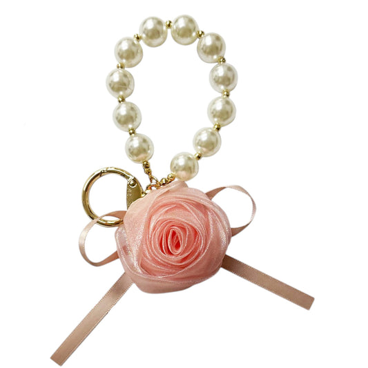Rose Ribbon With Pearl Key Chain KC41101-31R. (12PC)