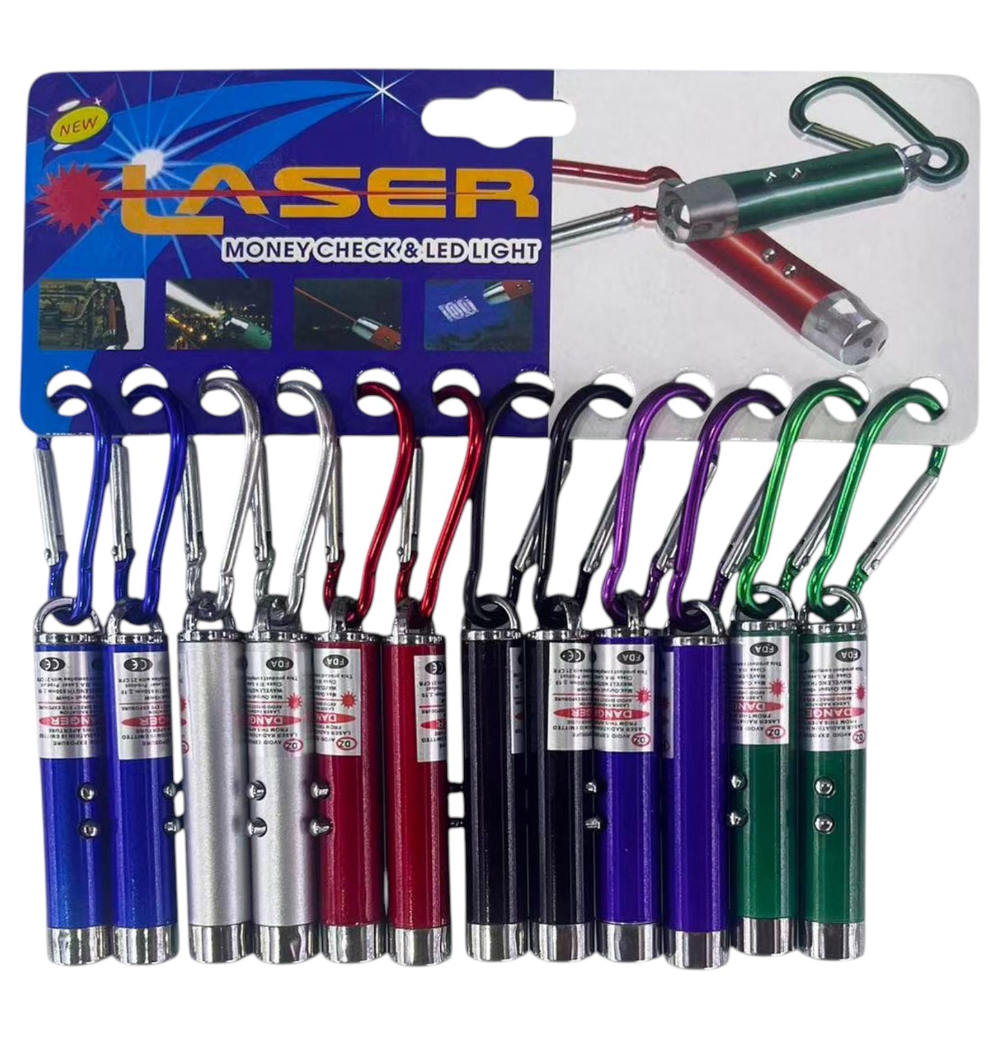 Mini Led Flashlights Laser Key Chain KC5909-2 (12PC)