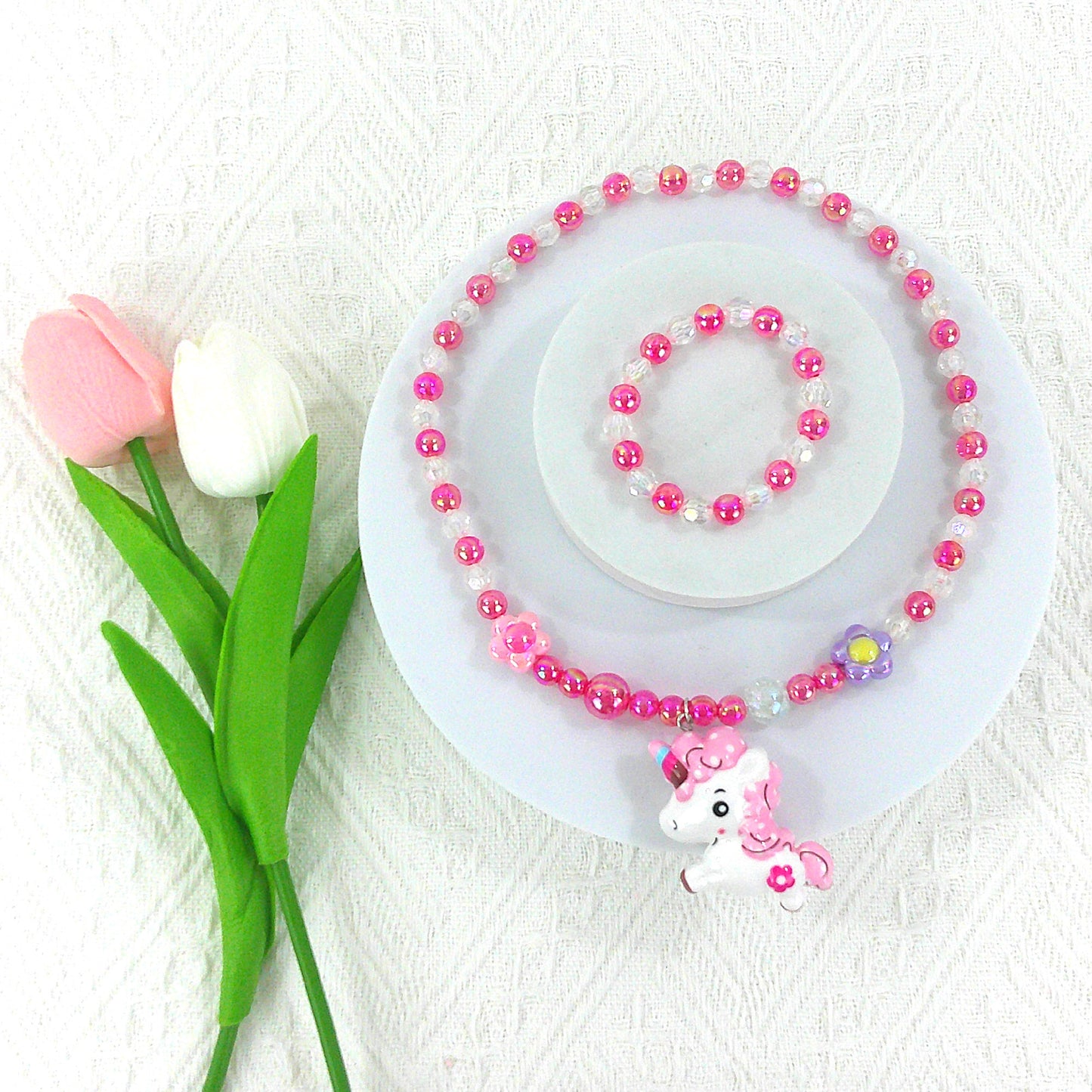 Kids Beads Charm Light Up Jewelry 2 Set KNC4315-10 (12PC)