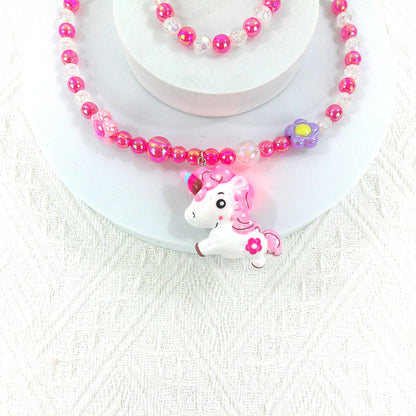 Kids Beads Charm Light Up Jewelry 2 Set KNC4315-10 (12PC)