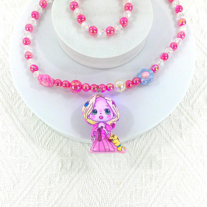 Kids Beads Charm Light Up Jewelry 2 Set KNC4315-10 (12PC)