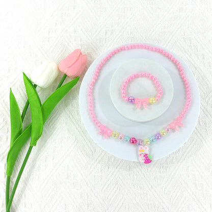 Kids Beads Charm Necklace and Bracelet Jewelry Set KNC4315-1 (12PC)