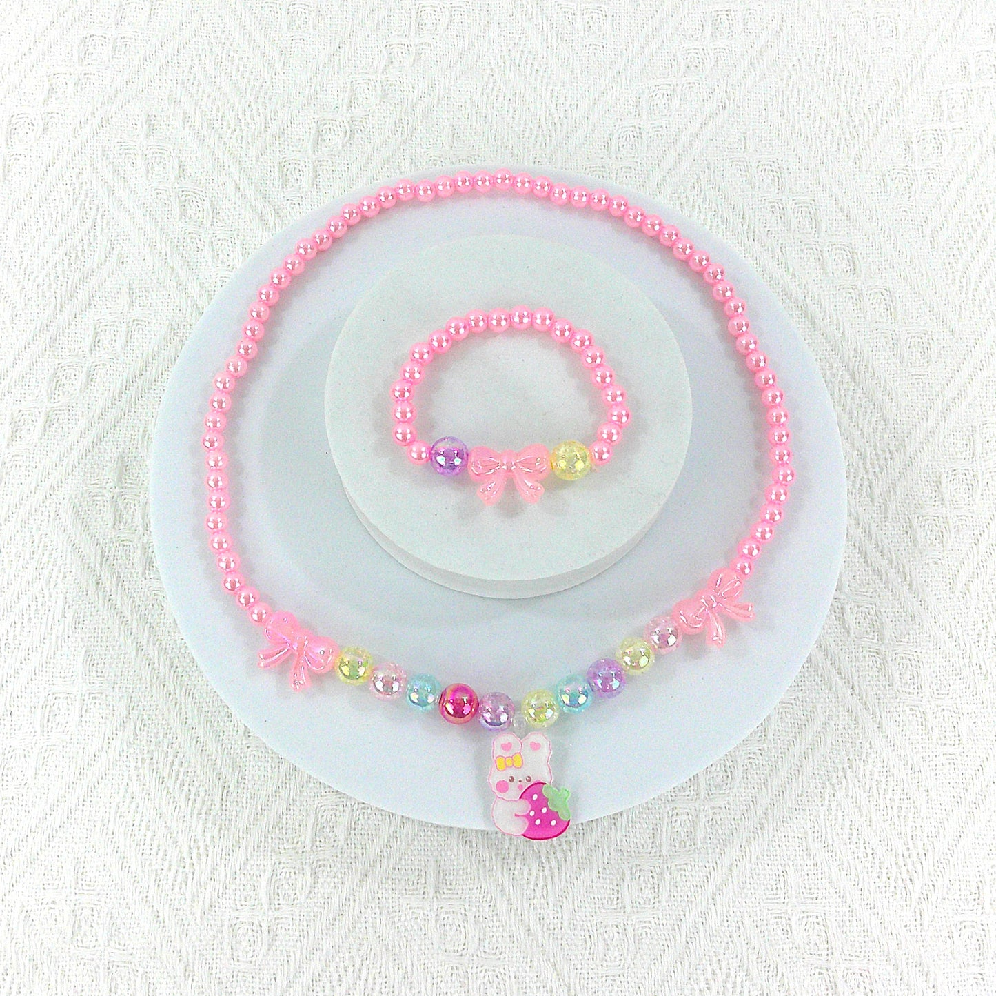 Kids Beads Charm Necklace and Bracelet Jewelry Set KNC4315-1 (12PC)