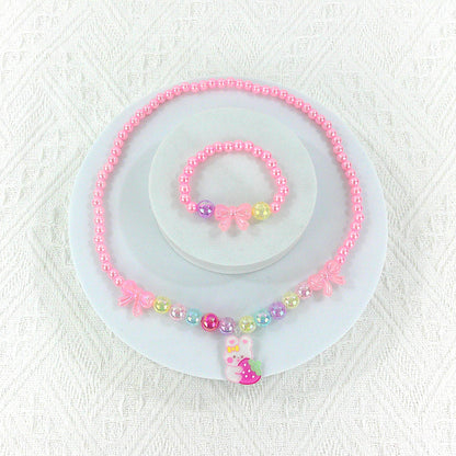Kids Beads Charm Necklace and Bracelet Jewelry Set KNC4315-1 (12PC)