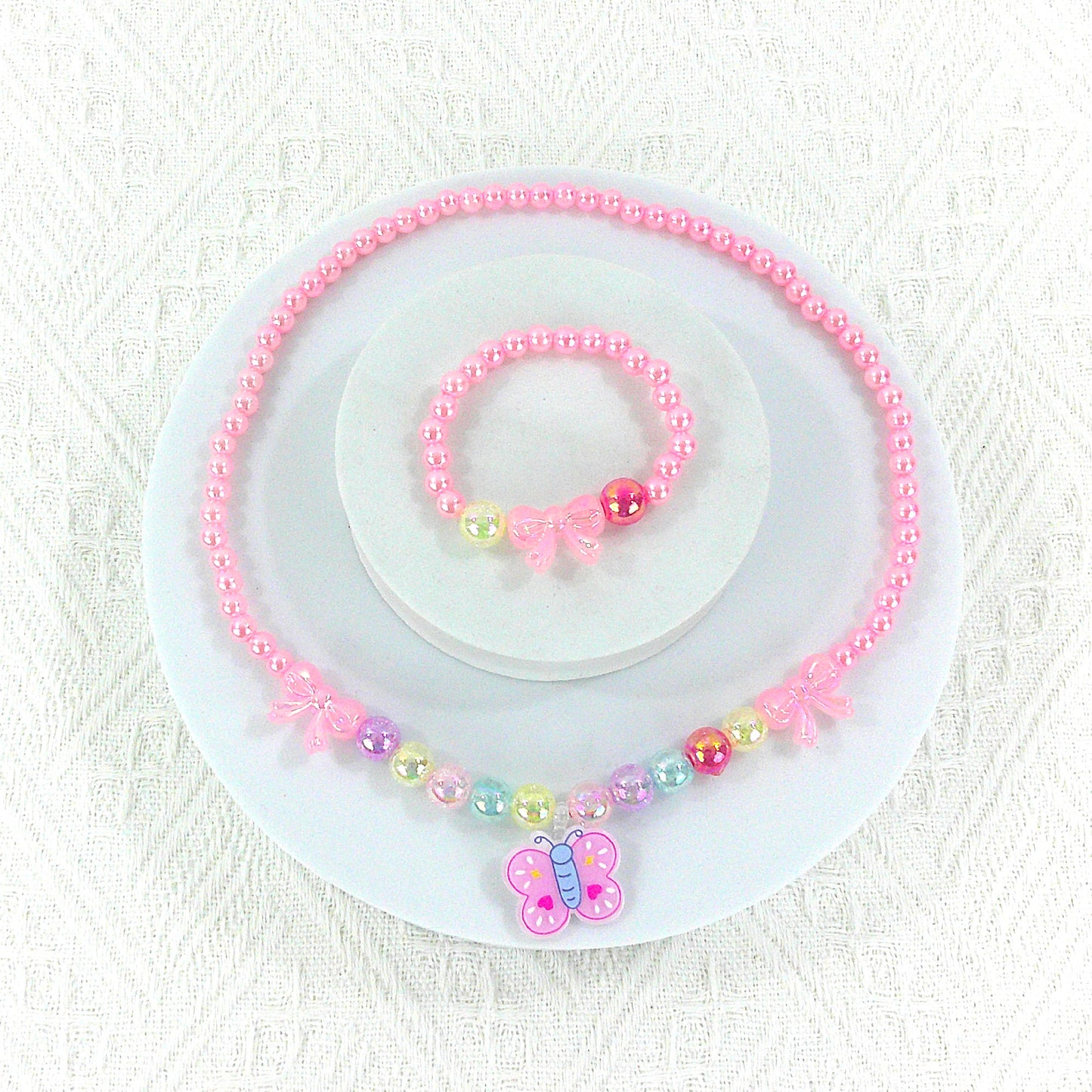 Kids Beads Charm Necklace and Bracelet Jewelry Set KNC4315-1 (12PC)