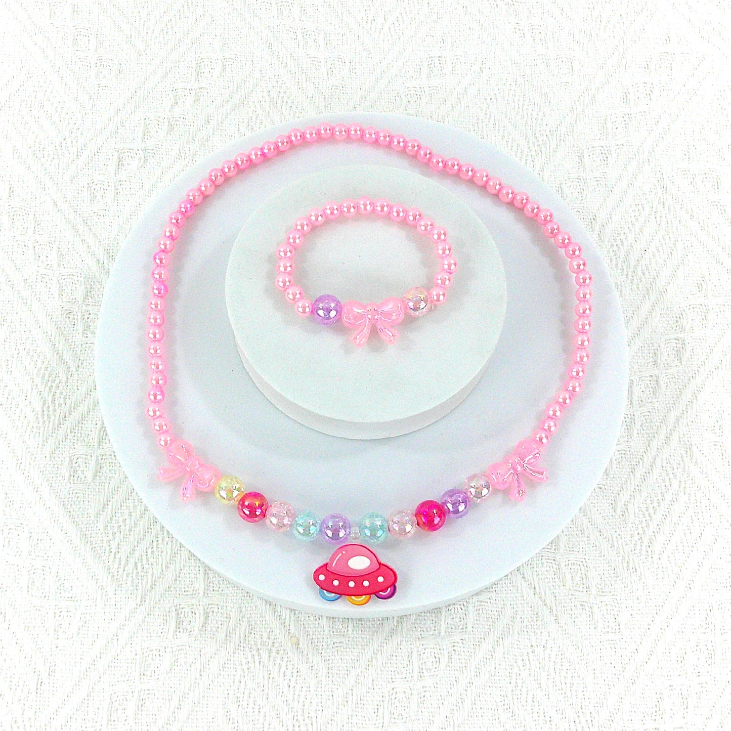 Kids Beads Charm Necklace and Bracelet Jewelry Set KNC4315-1 (12PC)
