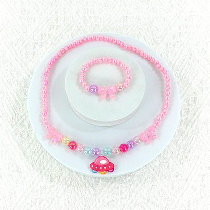 Kids Beads Charm Necklace and Bracelet Jewelry Set KNC4315-1 (12PC)