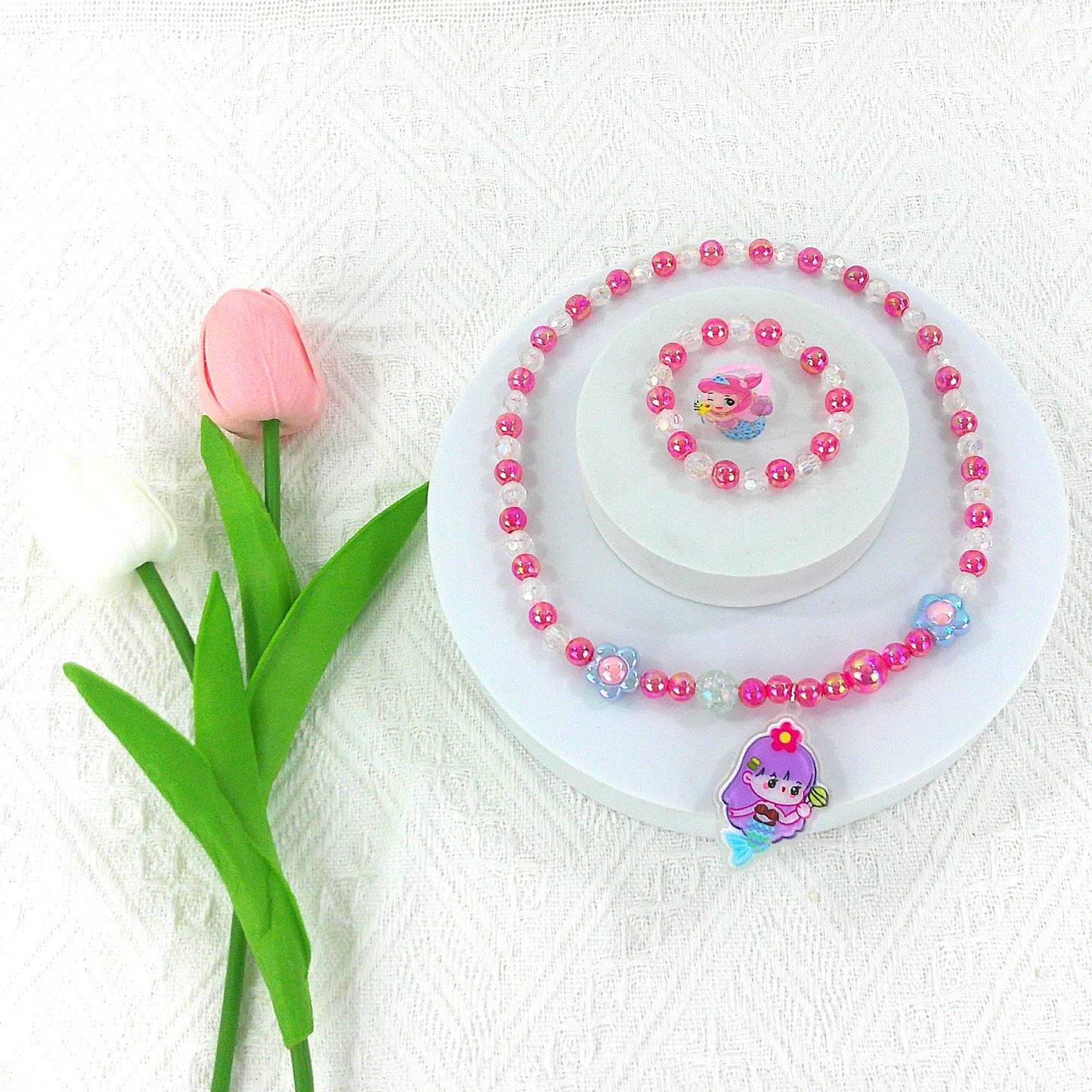 Kids Beads Charm Light Up Jewelry 3 Set KNC4315-5 (12PC)