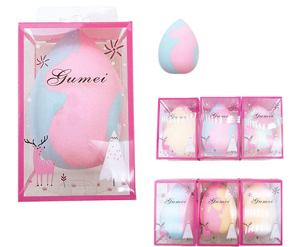 Teardrop-Shaped Makeup Sponge With A Pastel Marble Pattern 11486 (12PC)