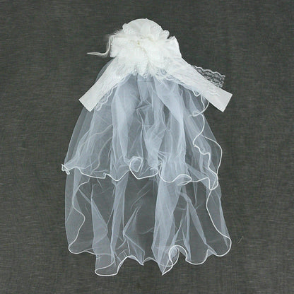 Kids Flower Feather Veil Hair Deco Clip KV602 (2PC)