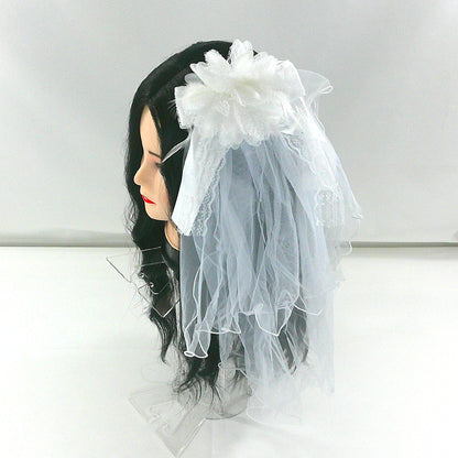 Kids Flower Feather Veil Hair Deco Clip KV602 (2PC)