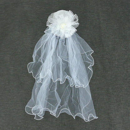 Kids Flower Veil Hair Deco Clip KV604 (2PC)