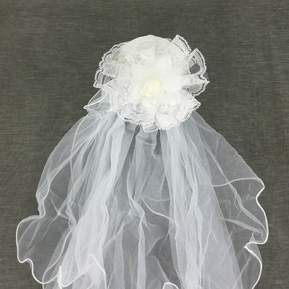 Kids Flower Veil Hair Deco Clip KV604 (2PC)