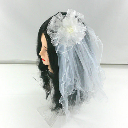 Kids Flower Veil Hair Deco Clip KV604 (2PC)