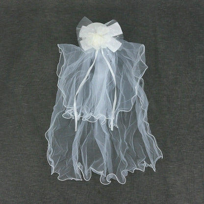 Kids Flower Bow Veil Hair Deco Clip KV605 (2PC)