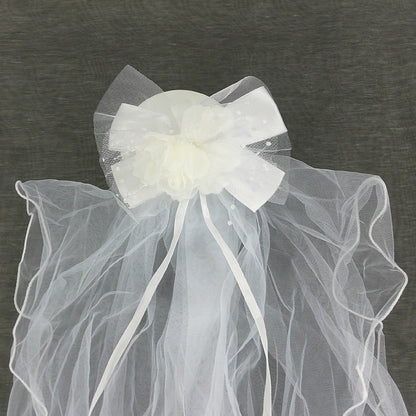Kids Flower Bow Veil Hair Deco Clip KV605 (2PC)
