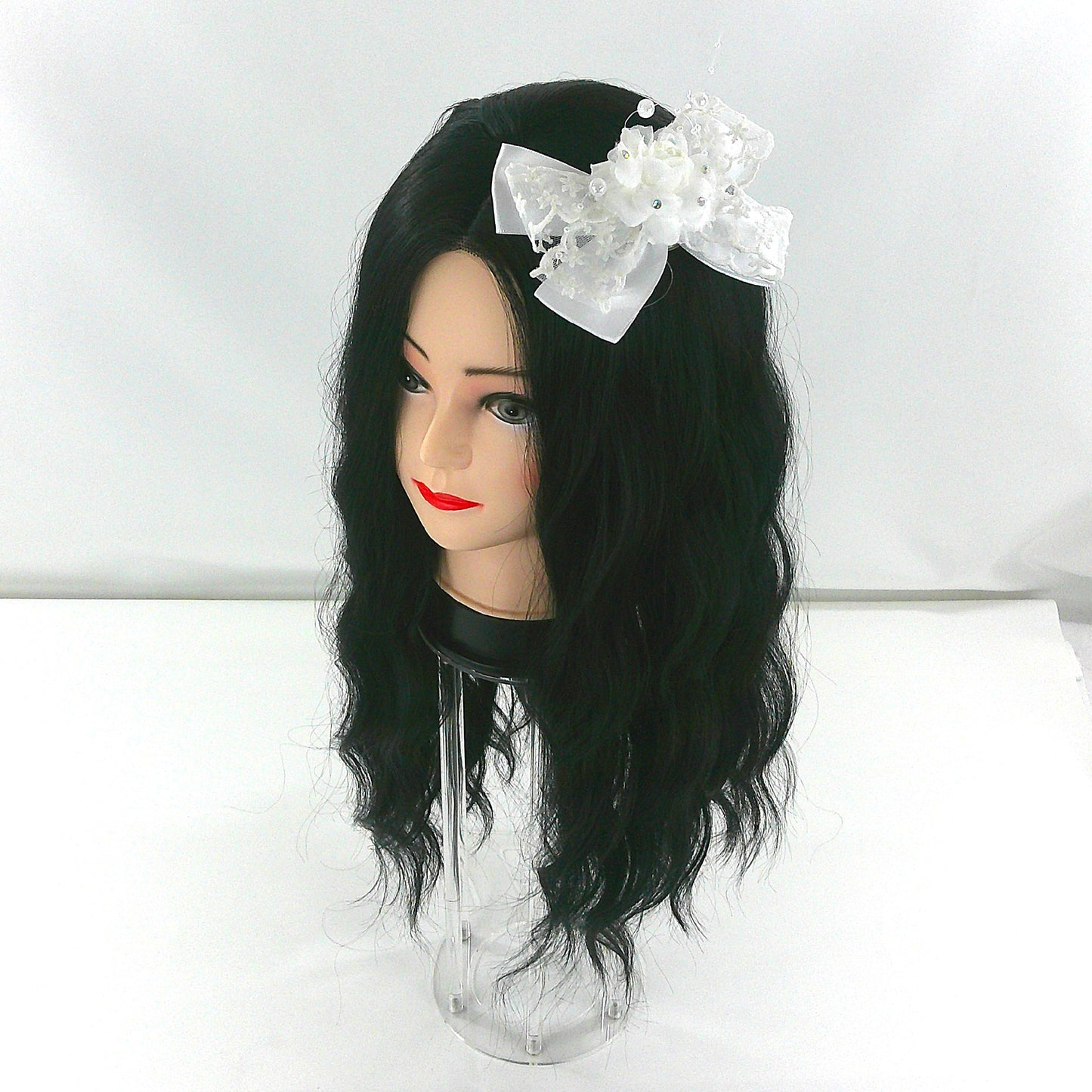 KIDS FLOWER BOW MESH HAIR DECO CLIP & BROOCH 611 (12PC)