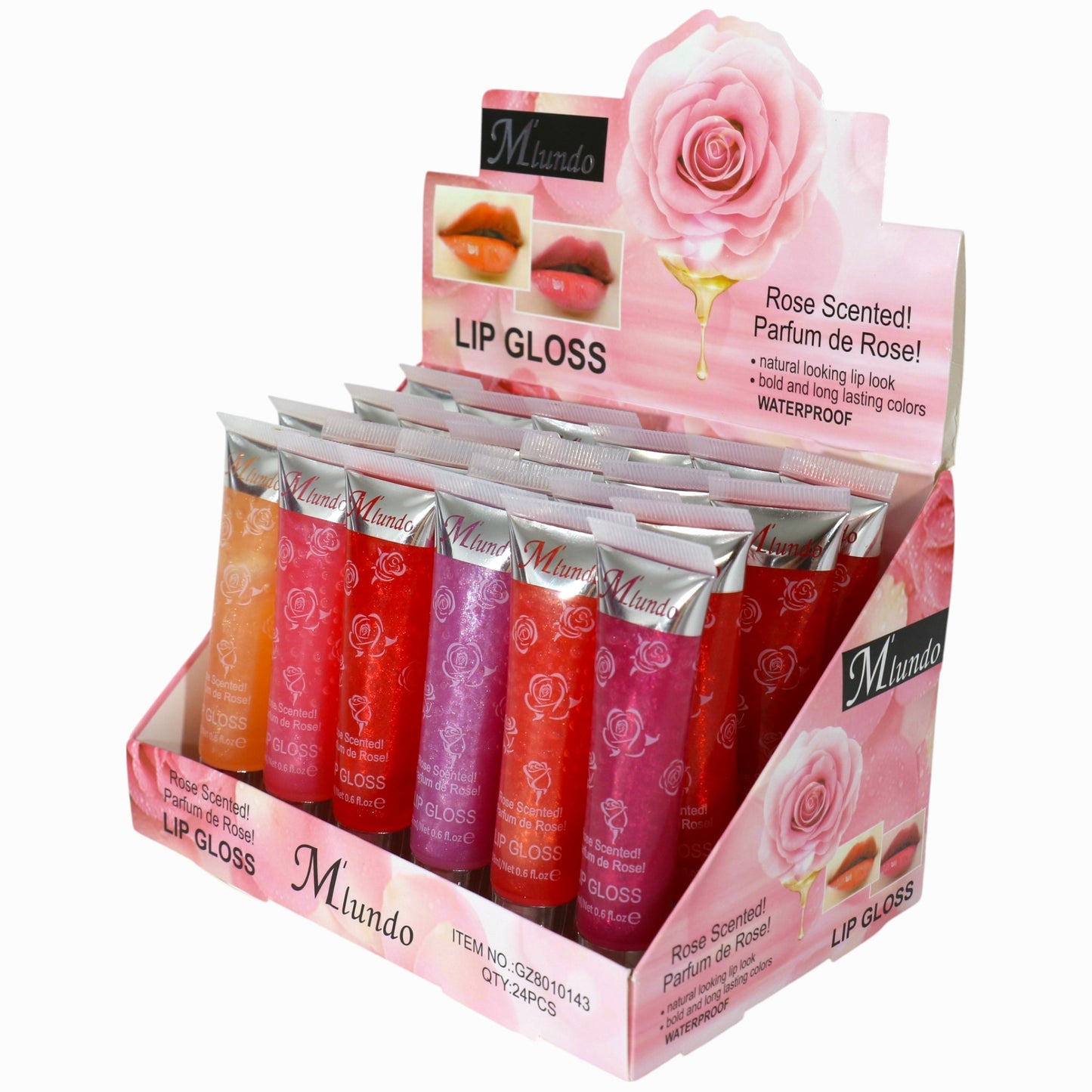 Miundo Rose Scented Lip Gloss GZ8010143 .(24PC)