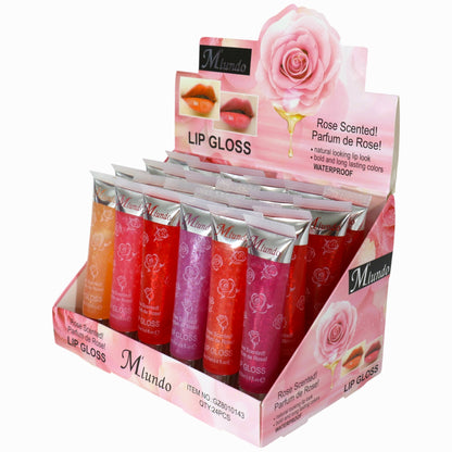 Miundo Rose Scented Lip Gloss GZ8010143 .(24PC)