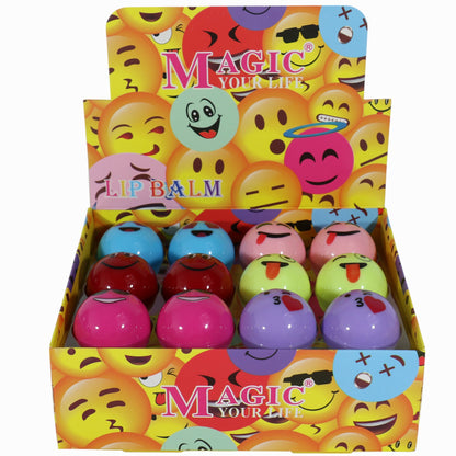 Funny Emoji Face Ball Lip Balm  LB806-C (24PC)