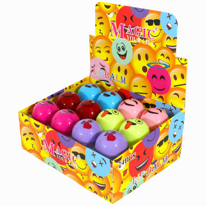 Funny Emoji Face Ball Lip Balm  LB806-C (24PC)