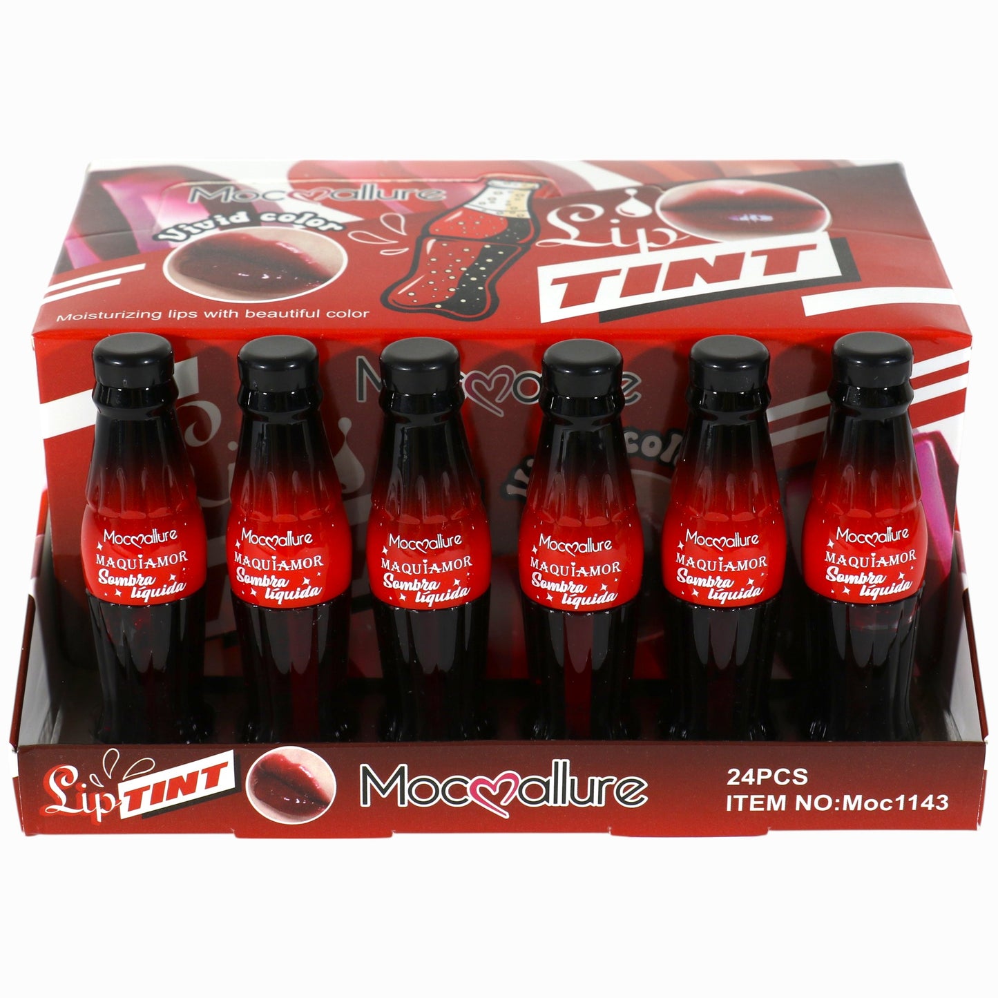 Moc Allure Maquiamor Vivid Color Lip Tint Soda Bottle LC1143 (24PC)