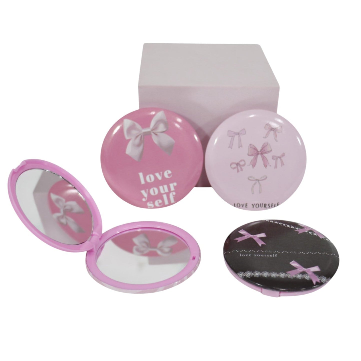 Ribbon Bow Compact Hand Mirror JM5527-21 (12PC)