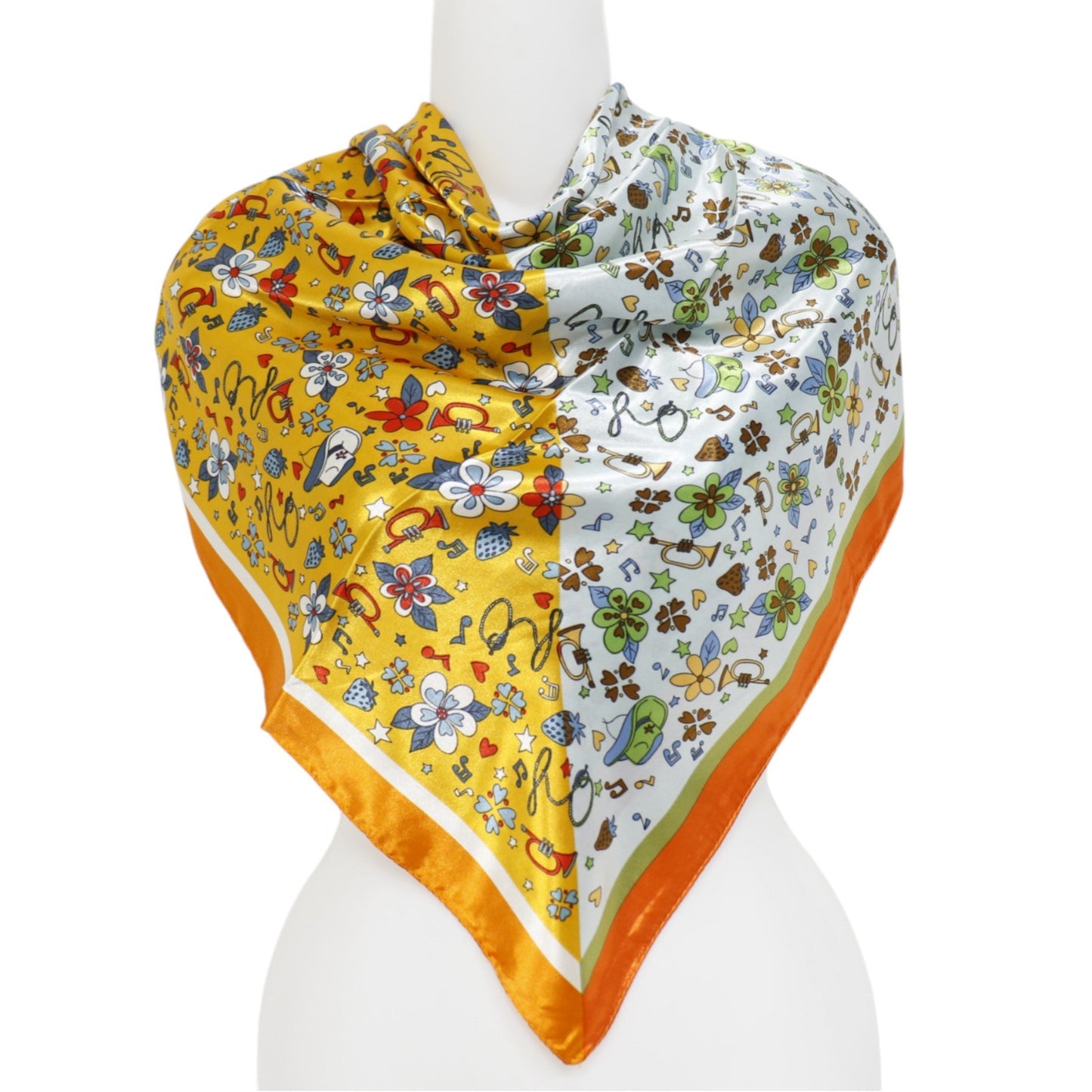 Satin Scarf 2 Tone Floral Pattern  ST5307-13 (12PC)