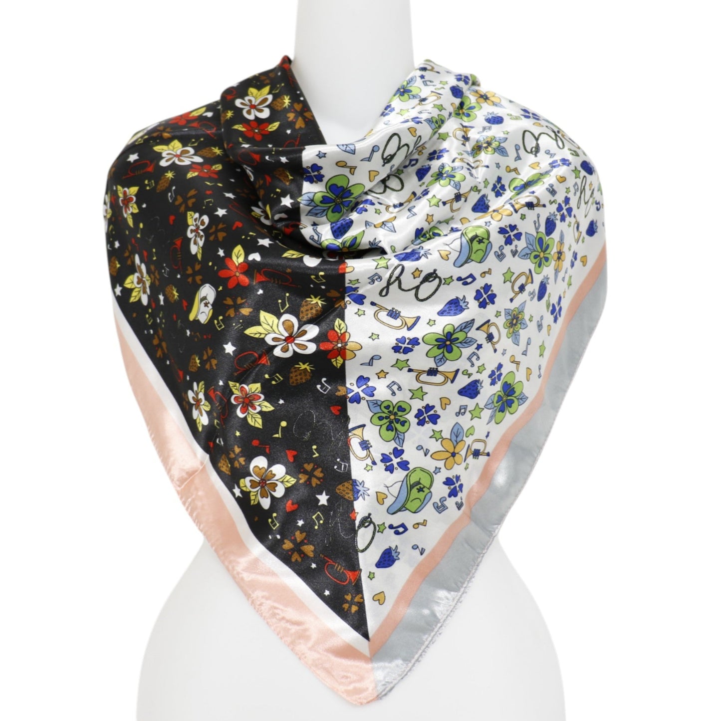 Satin Scarf 2 Tone Floral Pattern  ST5307-13 (12PC)