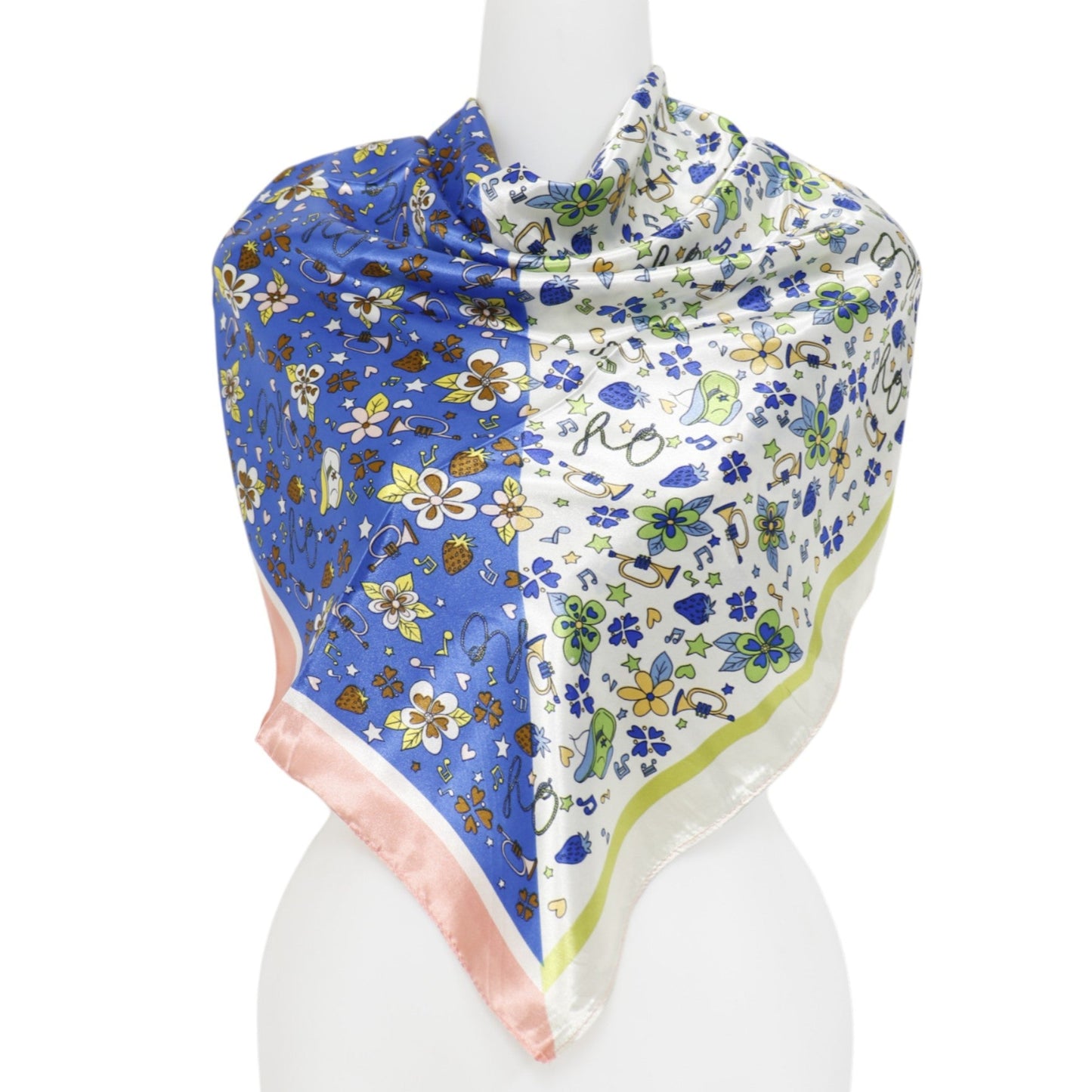 Satin Scarf 2 Tone Floral Pattern  ST5307-13 (12PC)