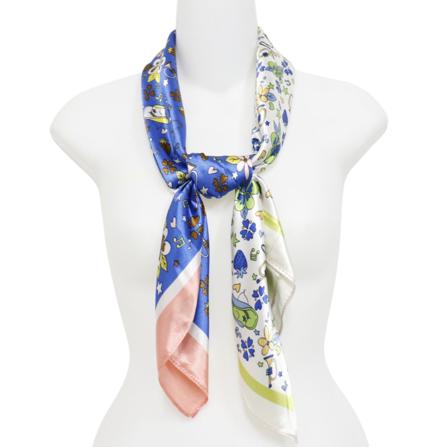 Satin Scarf 2 Tone Floral Pattern  ST5307-13 (12PC)