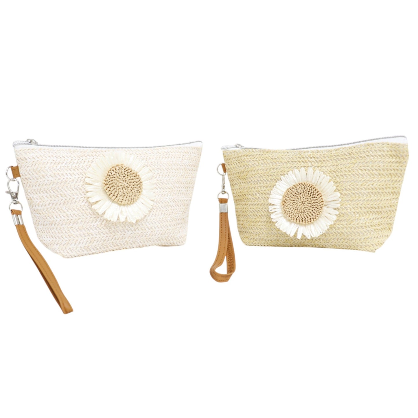 Daisy Flower Straw Makeup Pouch JB5526-7 (12PC)