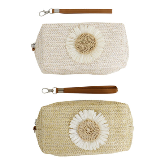 Daisy Flower Straw Makeup Pouch JB5526-8. (12PC)