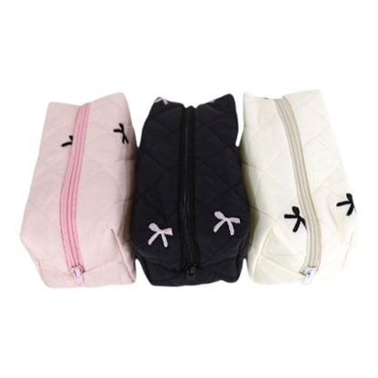 Ribbon Printing Quilted Fabric Makeup Pouch JB5526-3 (12PC)