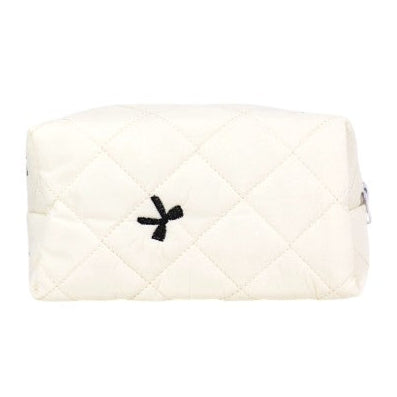 Ribbon Printing Quilted Fabric Makeup Pouch JB5526-3 (12PC)