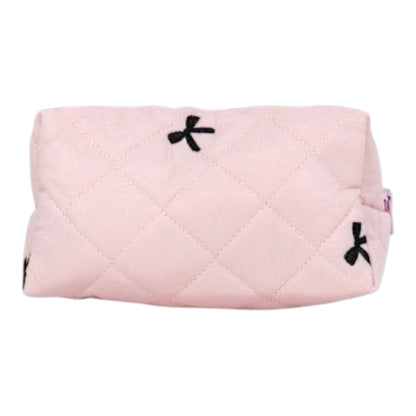 Ribbon Printing Quilted Fabric Makeup Pouch JB5526-3. (12PC)