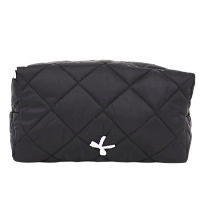 Ribbon Printing Quilted Fabric Makeup Pouch JB5526-3 (12PC)