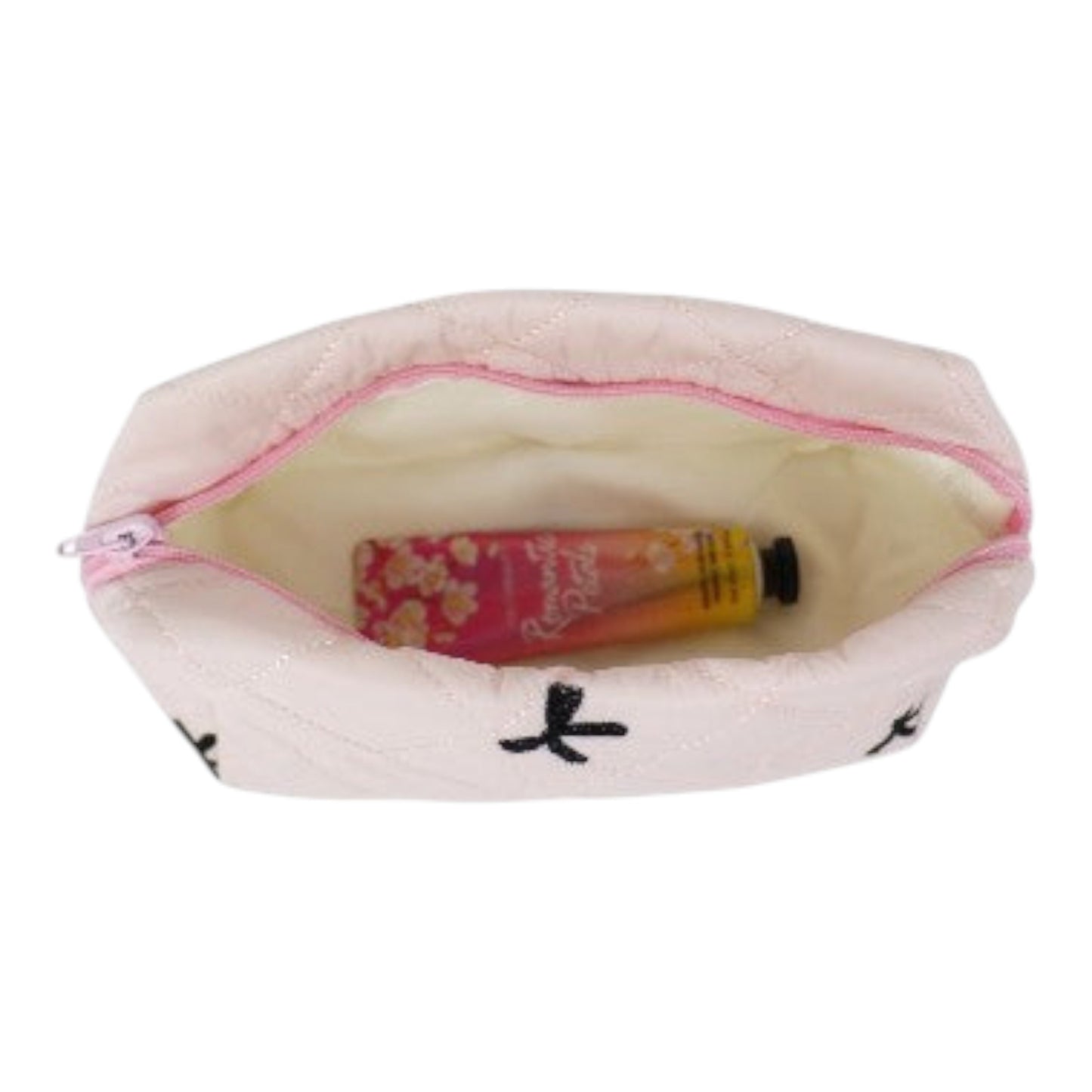 Ribbon Printing Quilted Fabric Makeup Pouch JB5526-3 (12PC)